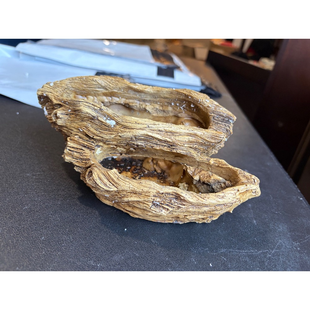 Resin Driftwood Log Double Reptile Feeding Dish Terrarium Decor Water Bowl